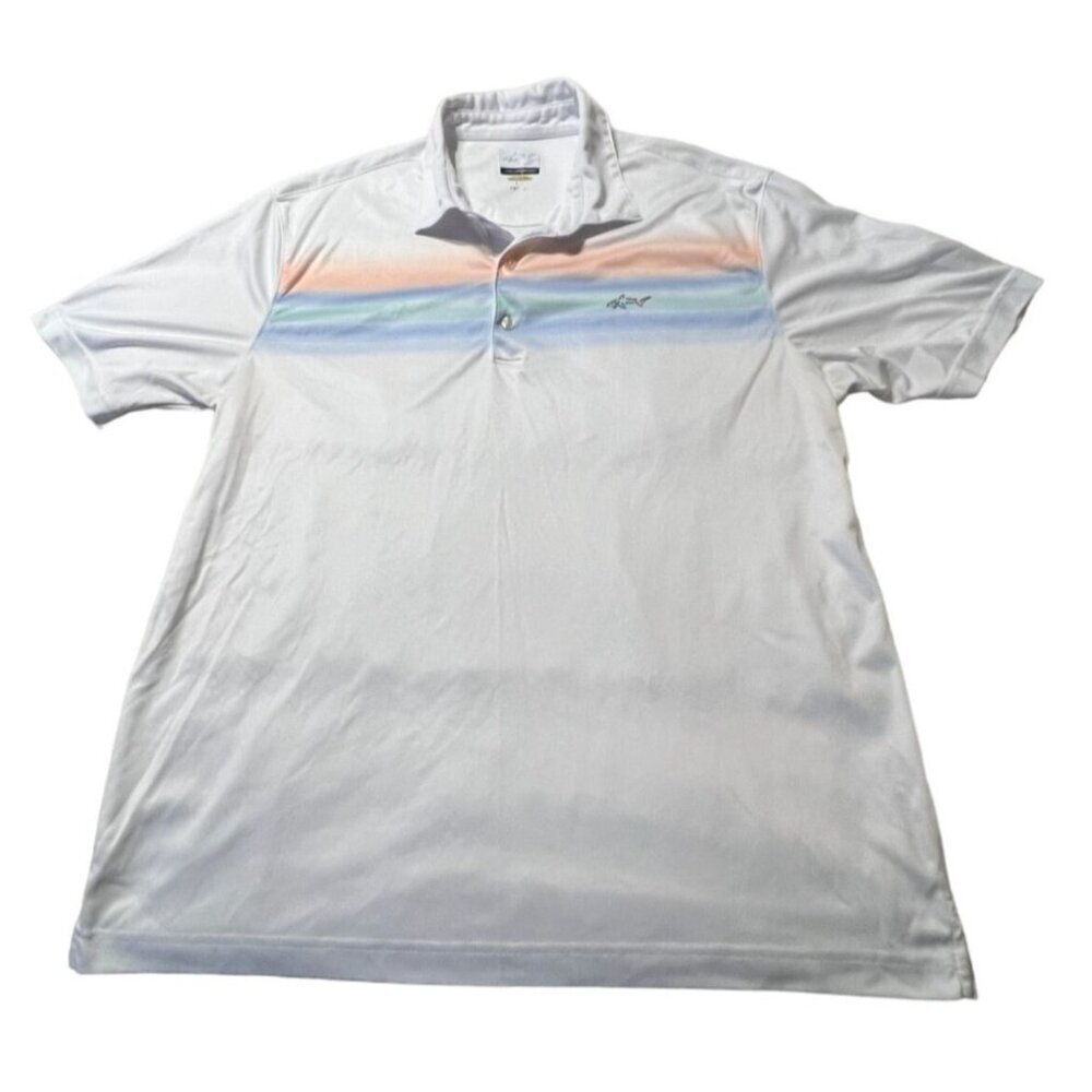 Greg Norman Play Dry Polo Shirt Men's Large Ombre Chest Multi Colored Stretch Ex
